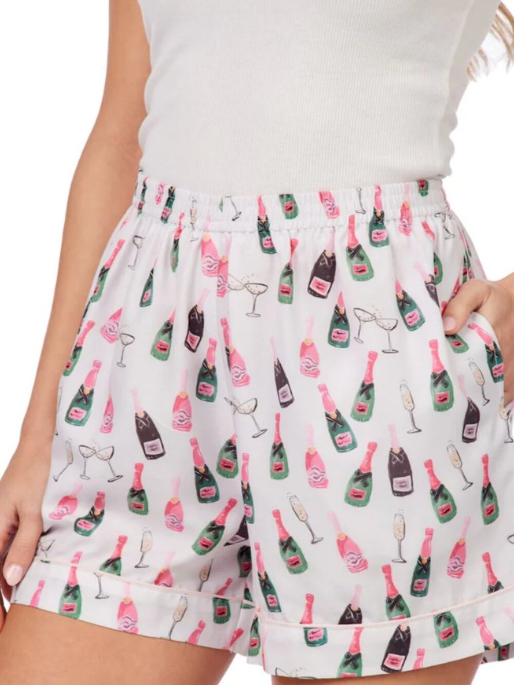 NWT Mudpie White Champagne Pajama Shorts